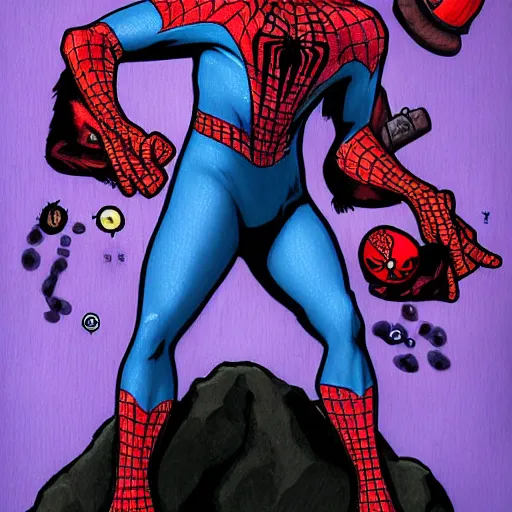 Image similar to spiderman dwight shrute by angel medina