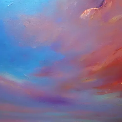 Prompt: expressive oil painting of the sky with purple and red colors, h - 1 0 2 4