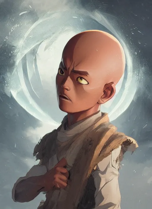 Image similar to highly detailed portrait of aang the last airbender, unreal engine, fantasy art by greg rutkowski