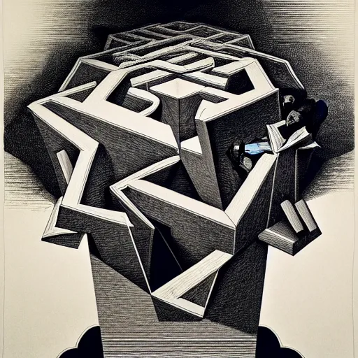 Image similar to lithography on paper secret conceptual figurative post - morden monumental dynamic portrait by goya and escher and hogarth, illusion surreal art, highly conceptual figurative art, intricate detailed illustration, controversial poster art, polish poster art, geometrical drawings, no blur