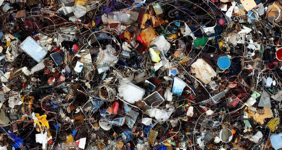 Image similar to a space nebula of discarded rubbish, junk and other bits and pieces