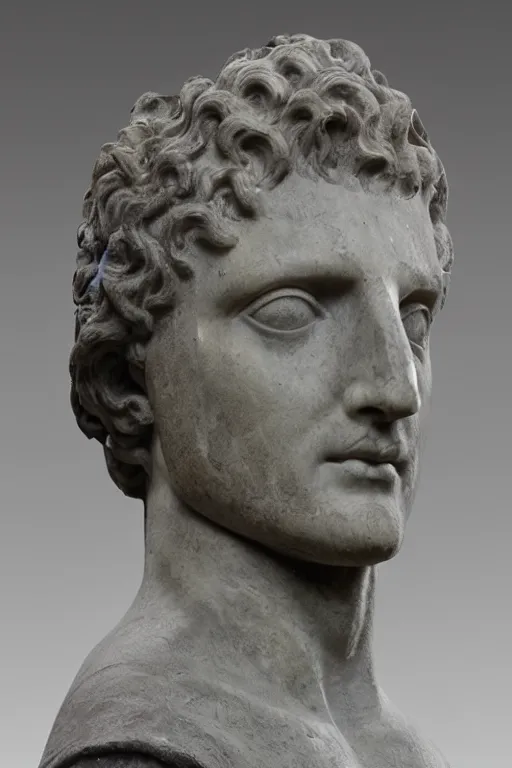 Image similar to an ancient greek marble statue of actor gerard butler, courtesy of the british museum