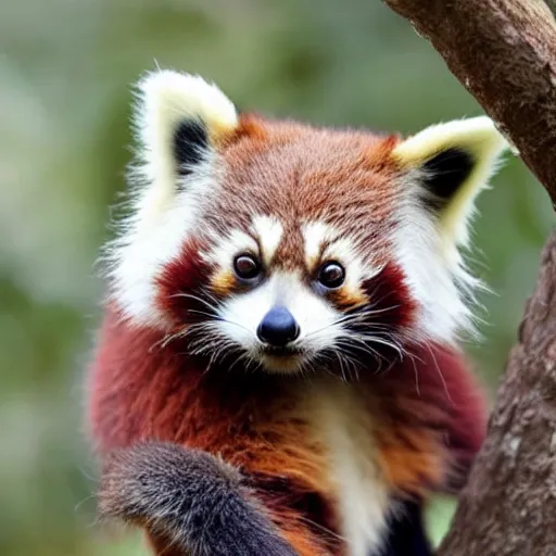 Image similar to a full grown hybrid red panda - lemur - cat - raccoon, cute hybrid