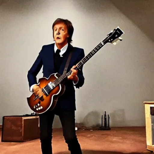 Image similar to Paul McCartney playing fortnite