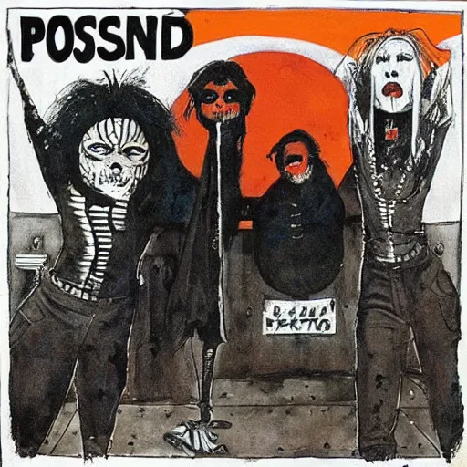 Image similar to post - punk cabaret album cover, black, white, orange, psychedelic, new age, magic, enki bilal