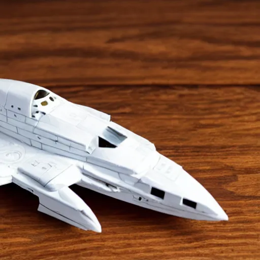 Image similar to plastic model starship sitting on a wooden table