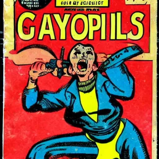 Prompt: vintage comic book about fallout ghouls