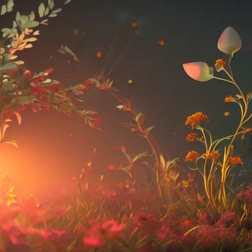 Image similar to Luminescent flower blooming at twilight, cgsociety, r /art, trending on artstation, artstationHD, octane render, highly detailed, cel-shaded