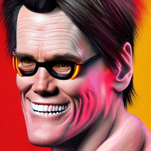 Image similar to jim carrey is fused into a slim jim, hyperdetailed, artstation, cgsociety, 8 k