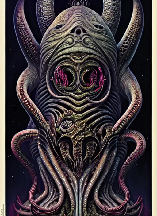 Image similar to cosmic lovecraft giger fractal random animal portrait, pixar style, by tristan eaton stanley artgerm and tom bagshaw.