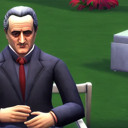 Image similar to Vito Corleone in the Sims 4