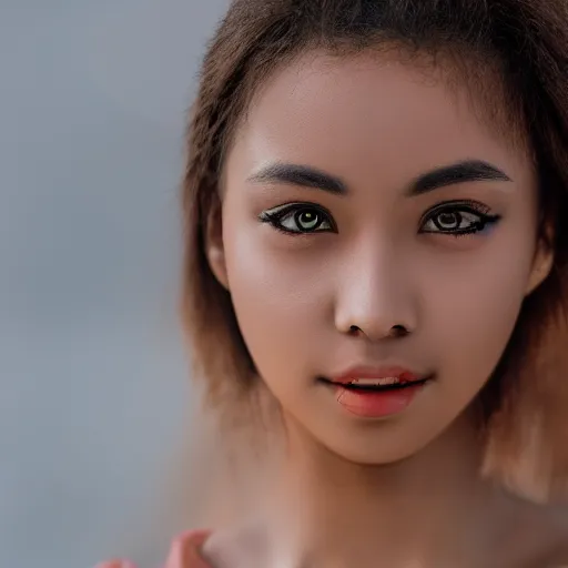 Image similar to Beautiful female, medium close-up, XF IQ4, f/1.4, ISO 200, 1/160s, 8K, Sense of Depth, color and contrast corrected, Nvidia AI, Dolby Vision, in-frame