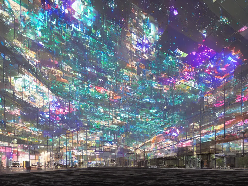 Image similar to large cyberscreens projecting beautiful varied reference sheets, floating translucent graphics, dripping light drops, perfect lighting pixel sorting