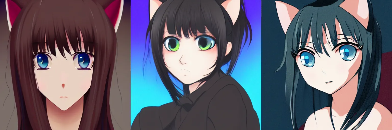 Prompt: portrait of an anime girl with cat eyes