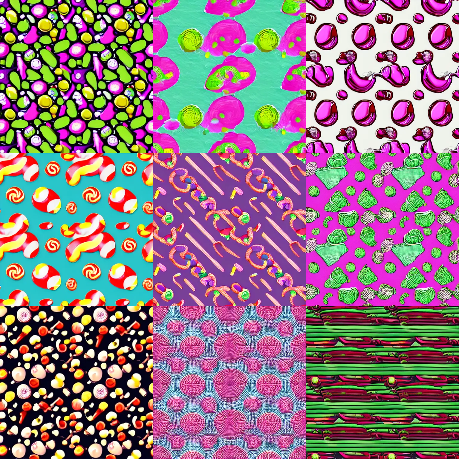 Prompt: Candy, seamless repeating pattern texture