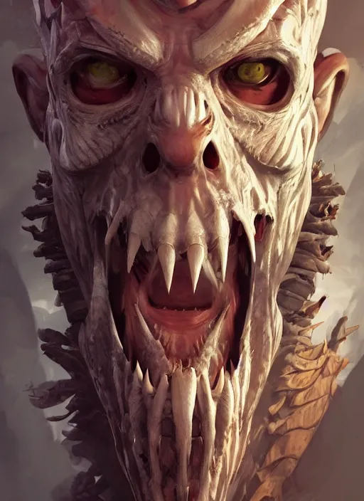 Image similar to a professional digital painting of a monster pirate with many jaws, beautiful bone structure, symmetrical facial features, intricate, elegant, concept art, sharp detail, focused, illustration, smooth render, art style by Ruan Jia and Mandy Jurgens and Ian Spriggs and William-Adolphe Bouguerea