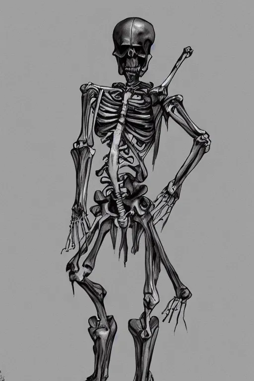 Prompt: a full body shot of a Grim Reaper by Tomohiro Shimoguchi, skeleton face,wears shorts, wears a destroyed hat ,highly detailed, trending on artstation,manga