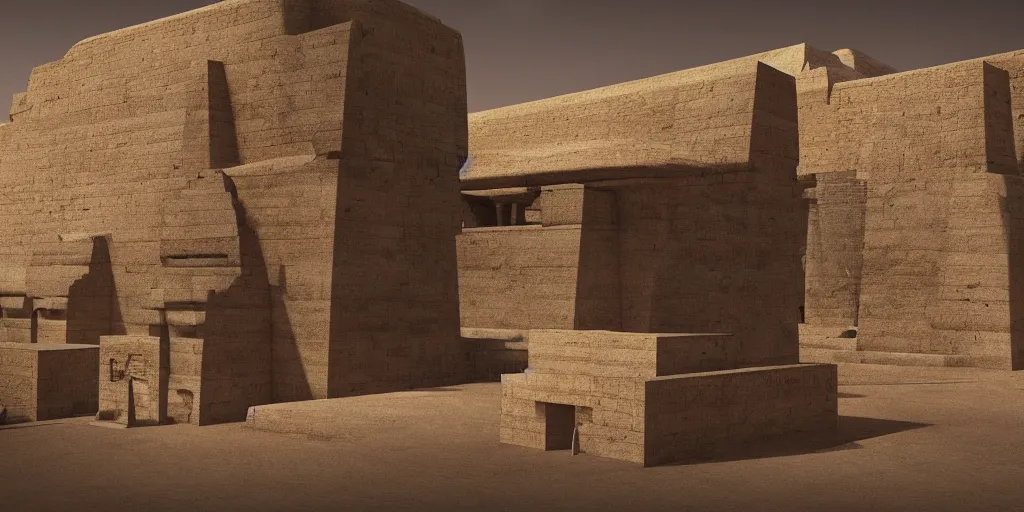 Image similar to the great temple of an egyptian pharaoh, art by kotaro chiba, volumetric lighting, epic composition