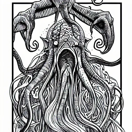 Image similar to cthulhu drawing junji ito style