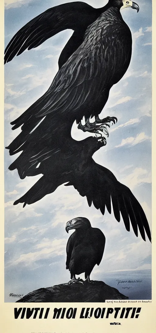 Image similar to vulture look in 1940s propaganda poster