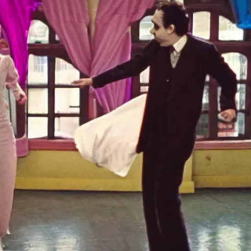 Prompt: romance scene of mr. bean and the joker dancing together in batman vs bean, 2 0 2 0