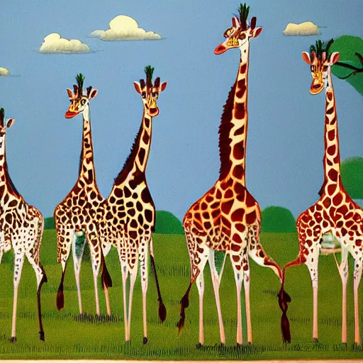 Prompt: giraffes drawn by C.M Koseman