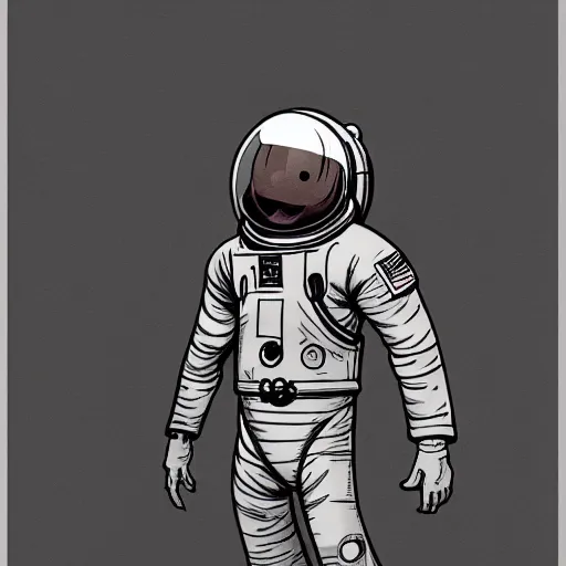 Image similar to concept art, digital art, manga drawing, astronaut, sci fi, illustration, idealized proportions, in the style of darren bartley, mike mignola, trending on artstation