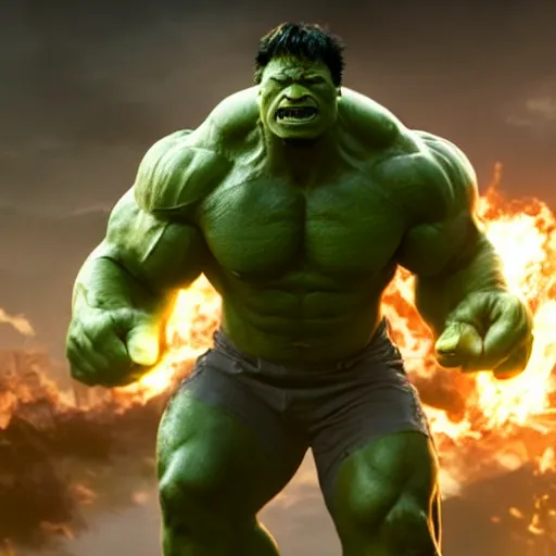 Image similar to dwayne johnson as incredible hulk, marvel cinematic universe, mcu, 8 k, raw, unedited, symmetrical balance, in - frame,