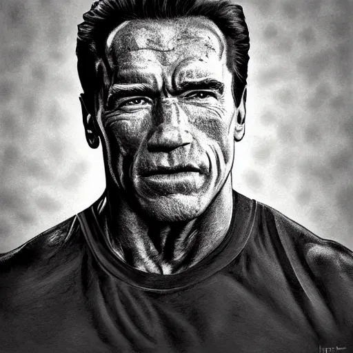 Prompt: portrait of Arnold Schwarzenegger , highly detailed, centered, solid color background, digital painting