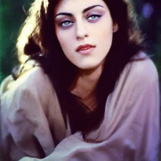 Image similar to young arab Monica Belluci, blue eyes