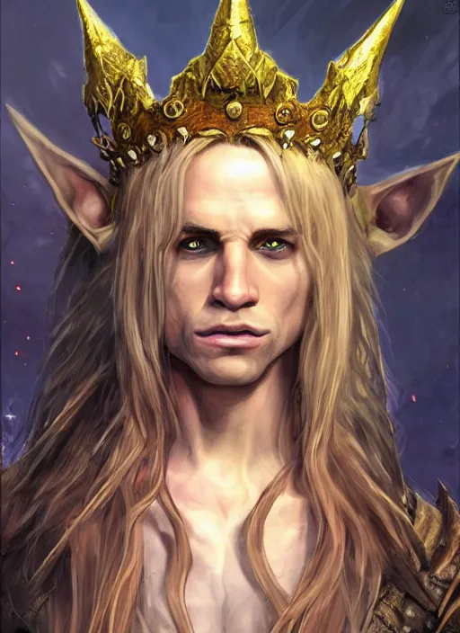 elegant elven king wearing a crown, ultra detailed, Stable Diffusion