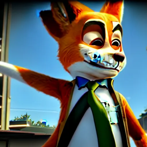 Image similar to Screenshot from Payday 2 featuring Nick Wilde (from Zootopia)