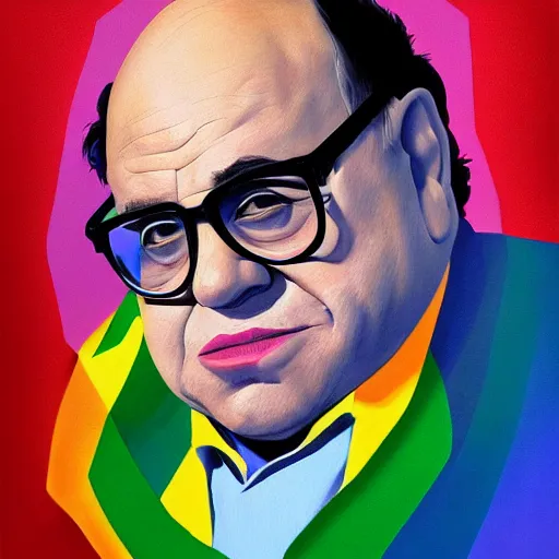 Prompt: a cubist portrait of danny devito, ultra detailed, colorful, trending on art station, masterpiece