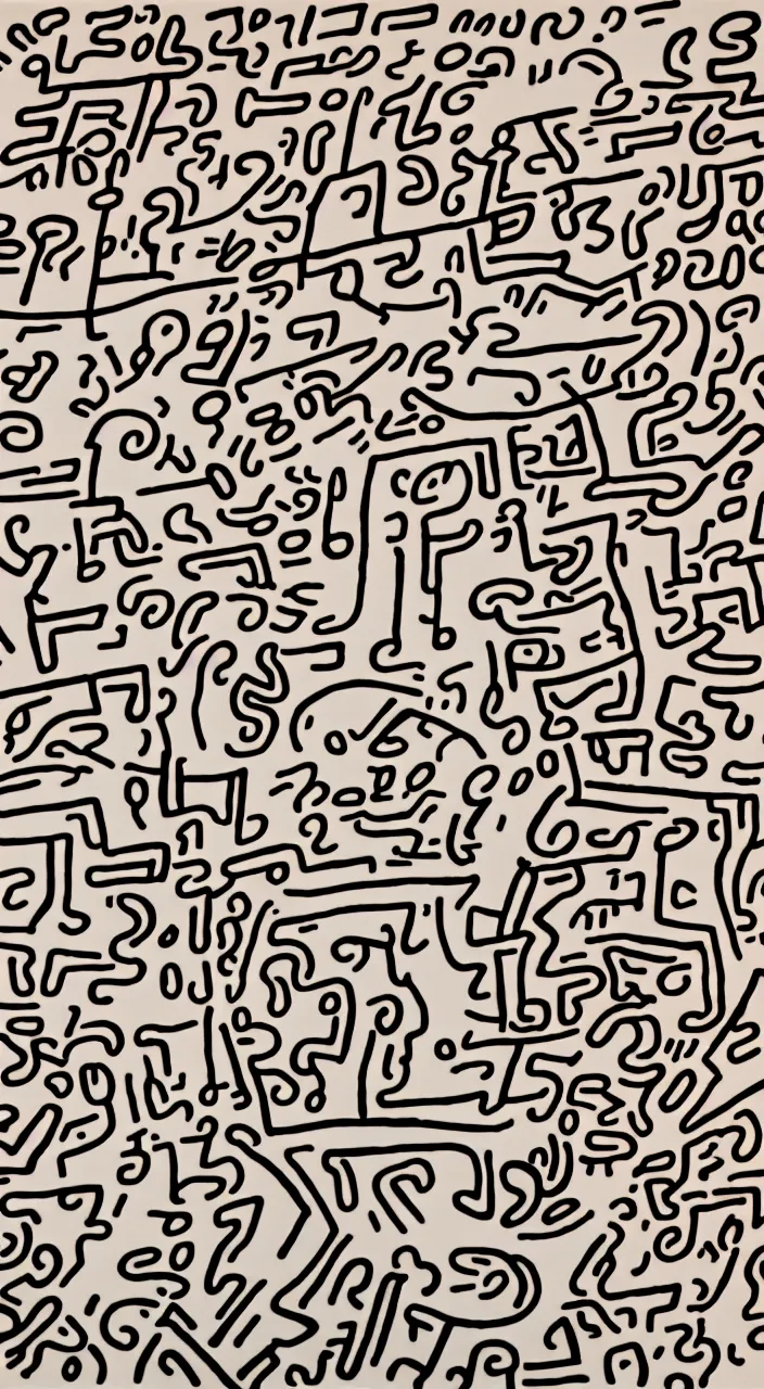 Image similar to larry david eating a bagel line drawing by keith haring. hyper - realistic, 8 k, hd