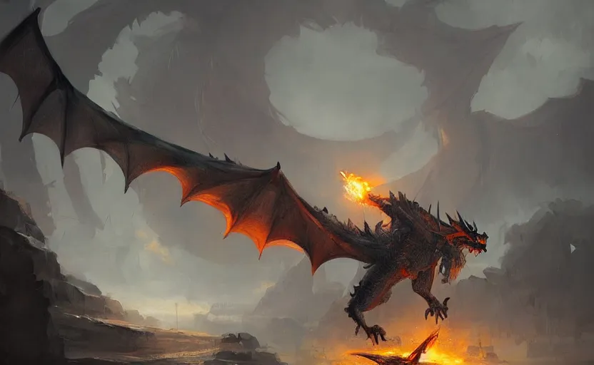 Image similar to A painting of a Dragon trending on artstation in the style of Greg Rutkowski