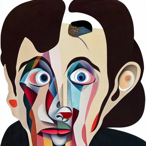 Prompt: George Condo surrealist portrait distorted illustration of a face