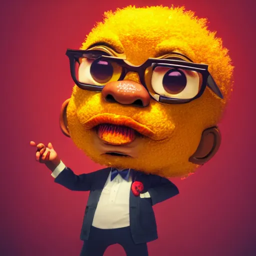Prompt: an epic chibi comic book style portrait painting of a morgan freeman dressed as a chicken mcnugget, character design by mark ryden and pixar and hayao miyazaki, unreal 5, daz, hyperrealistic, octane render, cosplay, dynamic lighting, intricate detail, harvest fall vibrancy, cinematic