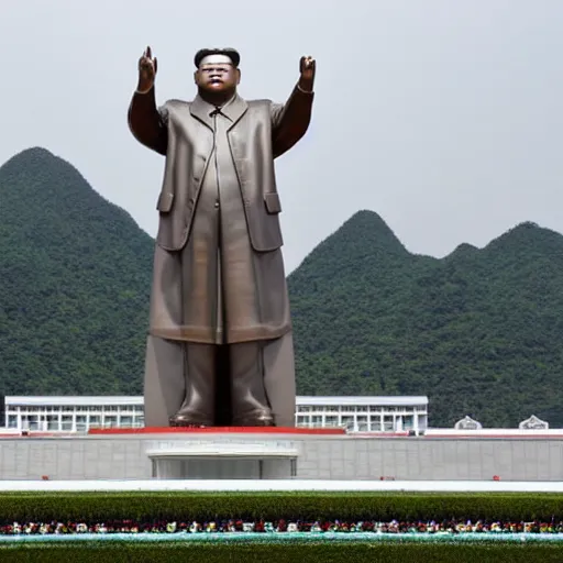 Image similar to kim jong un as marble christo redentor statue