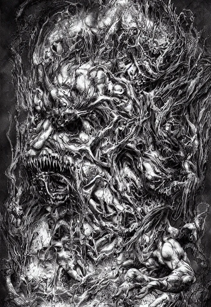 Image similar to a strange eerie magical scary creature in an eerie uncanny hell, transluscent neon, horror, concept art, detailed, intricate, award - winning, cinematic, by kentaro miura