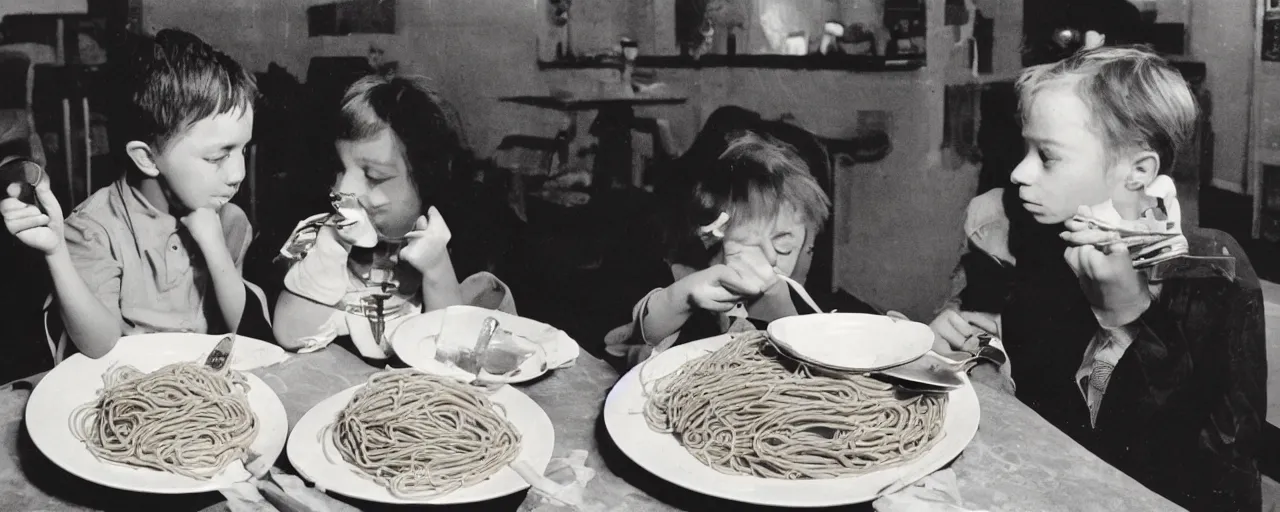 Prompt: a boy and girl on a date, sharing a plate of spaghetti kodachrome, in the style of lady and the tramp, retro