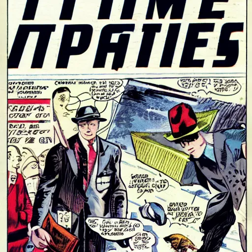 Prompt: time-traveling spies, comic book