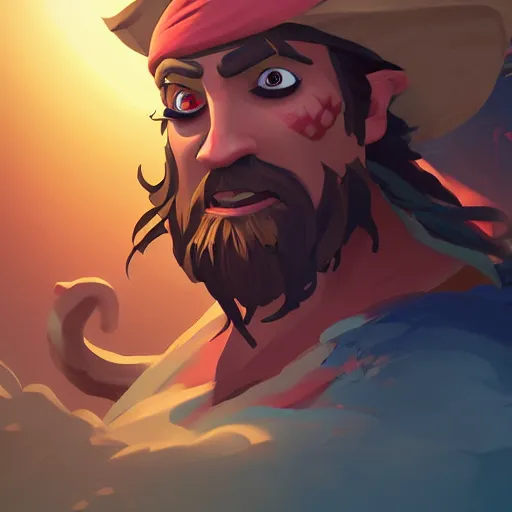 Image similar to painting jack the pirate on sea of thieves game avatar hero smooth face median photoshop filter cutout vector behance hd by jesper ejsing, by rhads, makoto shinkai and lois van baarle, ilya kuvshinov, rossdraws, illustration, art by ilya kuvshinov and gustav klimt