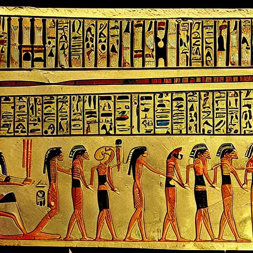 Image similar to ancient egyptian manuscript with pictures of airplanes