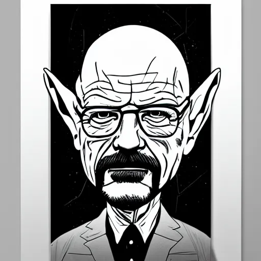 Image similar to Walter white as Yoda, punk rock, retro futuristic, featured on artstation, full body portrait