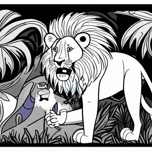 Image similar to A lion drawn, Transform style cartoon Adventure Time, sharp focus