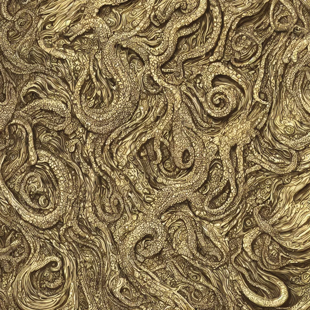 Image similar to complexoctopus skin by ernst haeckel, closeup, fractal engravings, sea horse, realistic cinema 4 d render, beach sand background, clear focus, very coherent, very detailed