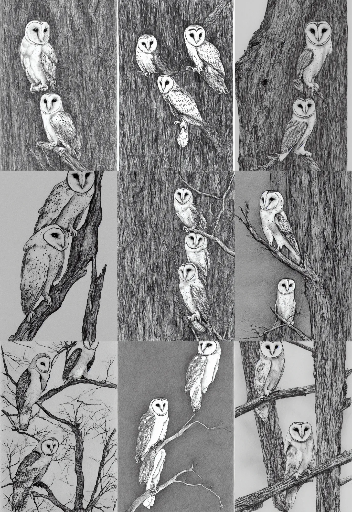 Original Owl Drawing Line Drawing Fine Liners Pen Art -  Denmark