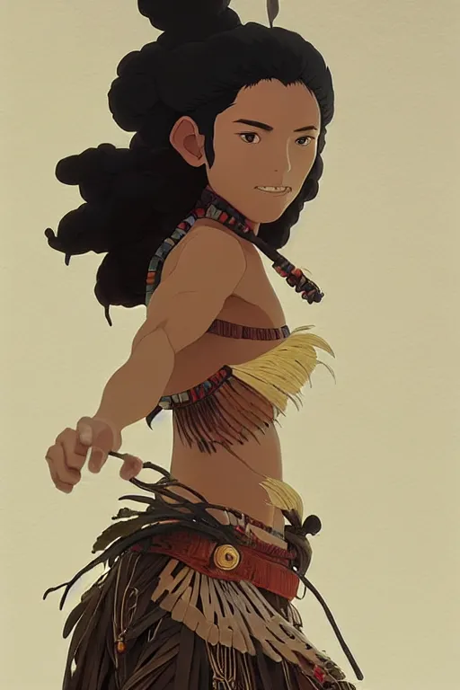 Prompt: woman of q'eros, peru amazon tribe, finely detailed perfect face, exquisite details, fire magic, mid view, design on a white background, by studio muti, greg rutkowski makoto shinkai takashi takeuchi studio ghibli