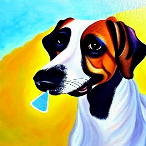 Image similar to painting of a dog eating ice cream