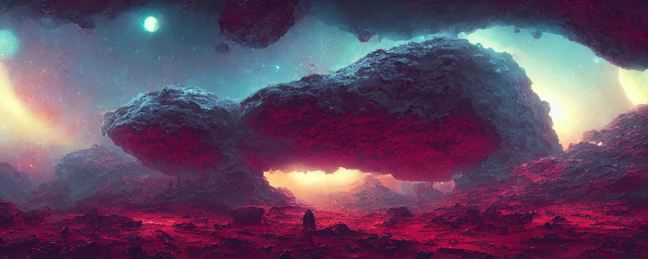 Image similar to ” barren asteroid, [ cinematic, detailed, epic, widescreen, opening, establishing, mattepainting, photorealistic, realistic textures, octane render, art by paul lehr ] ”